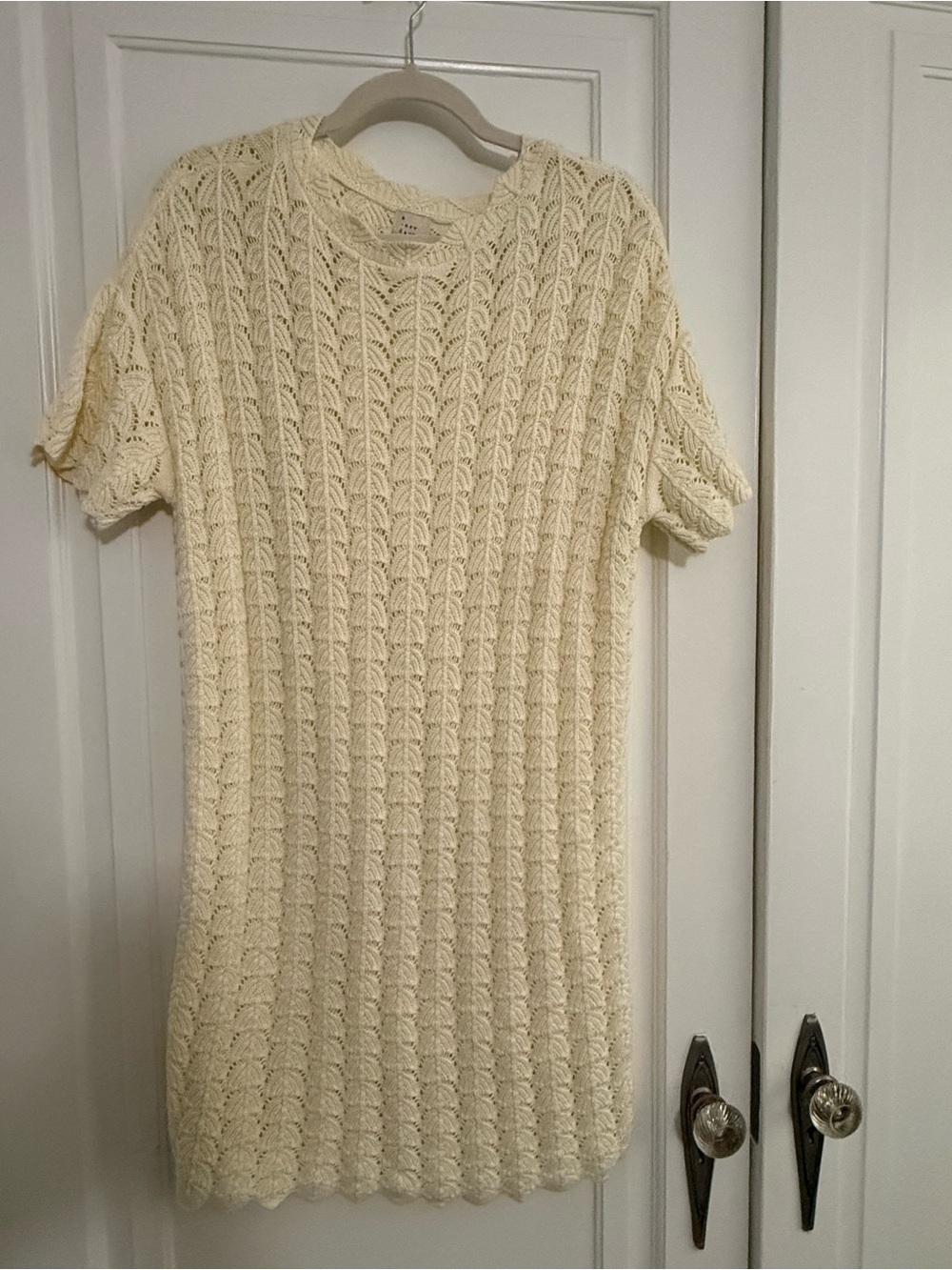 a new day Cream Cable-Knit Short Sleeve Dress